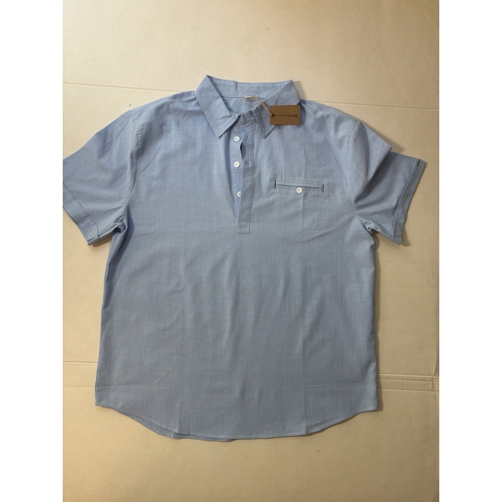 Harper & Lane Mens XL Light Blue Short Sleeve polo Shirt New With Tags